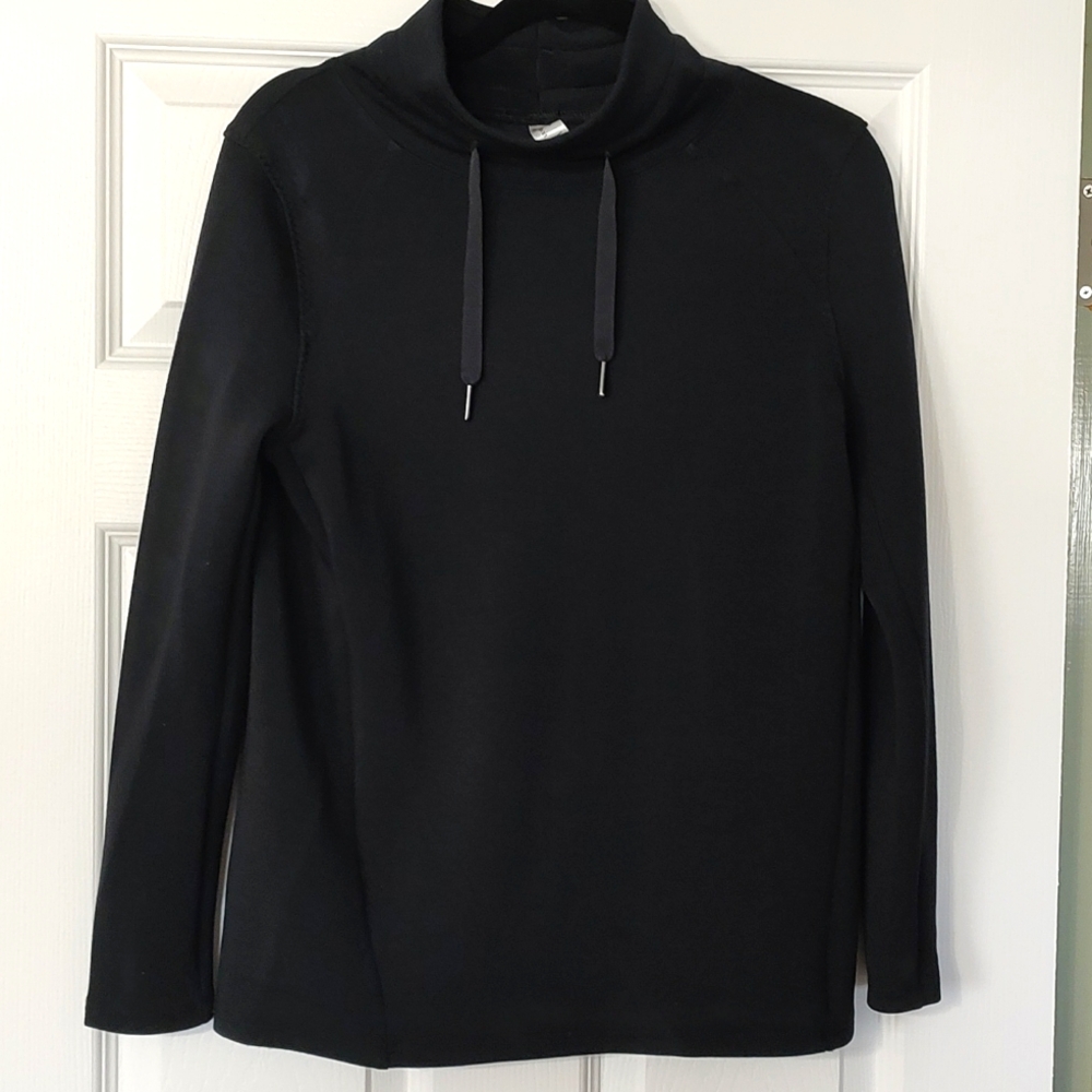 SPANX Black Funnel Neck Drawstring Sweatshirt